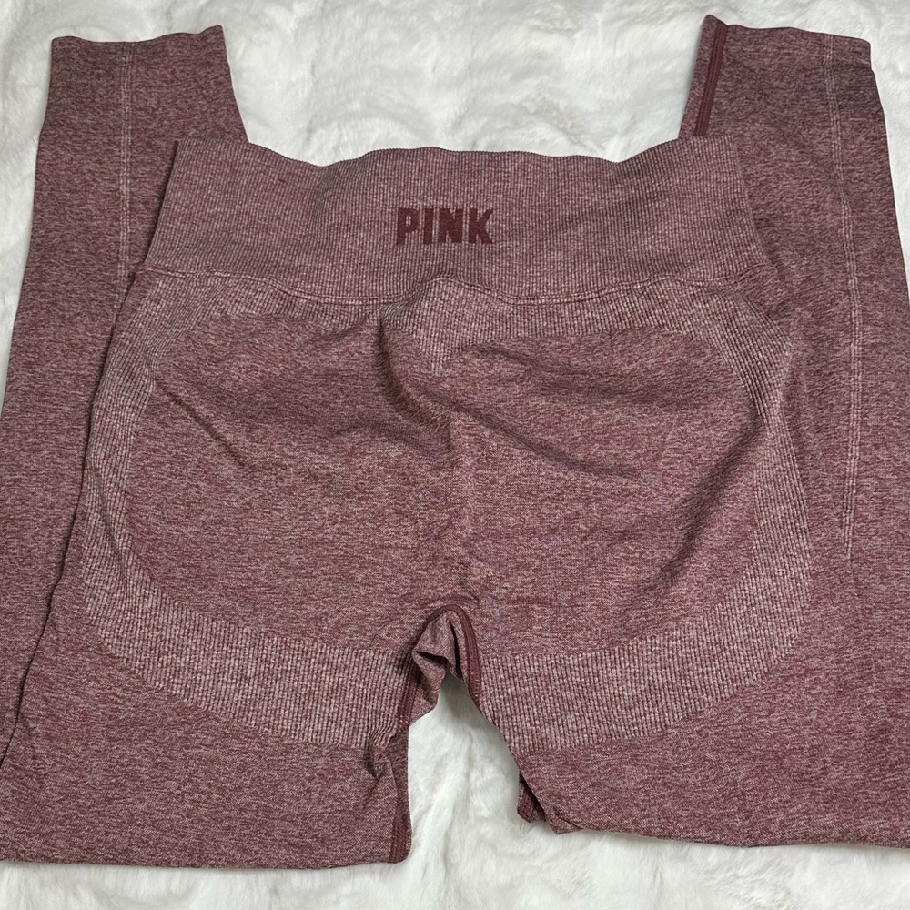 NWOT Victoria's Secret Pink Seamless tight Burgundy Marl - Picture 4 of 7